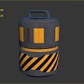 Daily Electrical Appliance With Cylindrical Design Green Handle Yellow Black Stripes And Silver Body