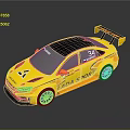 Yellow And Black LADA Sport Race Car With Rear Spoiler And Racing Design