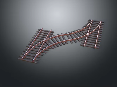 Railroad Train Crossing Tracks with Switch Structure in 3D Rendering Design 3d model
