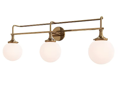 Elegant Modern Brass Three Globe Ceiling Light With White Glass Shades 3d model