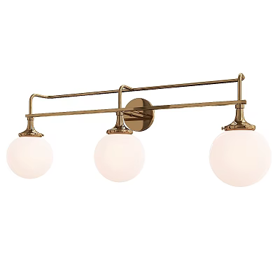 Elegant Modern Brass Three Globe Ceiling Light With White Glass Shades 3d model