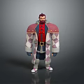 A Bearded Man Wearing Red And Purple Argyle Coat Red Vest Black Pants White Shoes