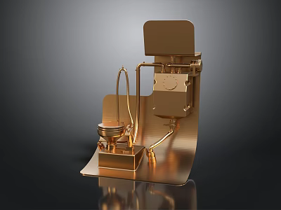 Golden Mechanical Device With Stand Pipes Platform And Structure Design 3d model