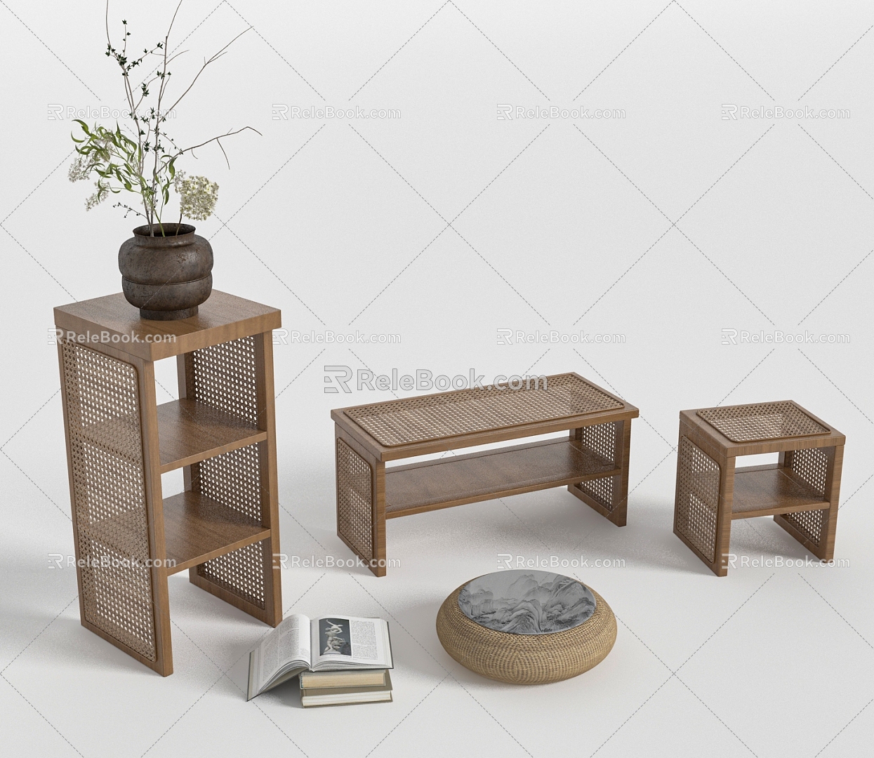 Rattan Stool Storage Rack model