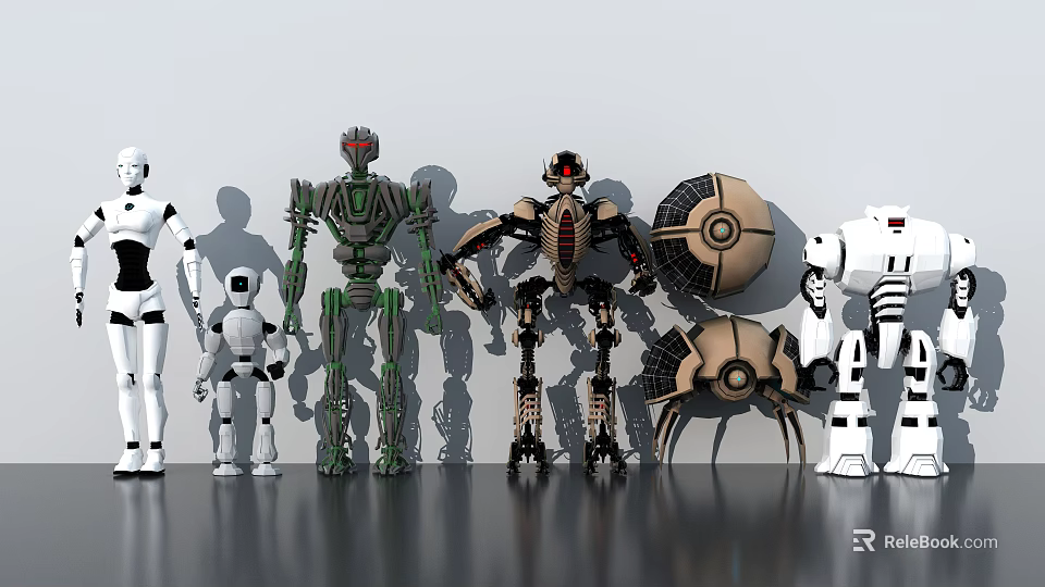 Smart Machines Showcase Diverse Robot Models With Unique Mechanical Designs And Shapes 3d model 
