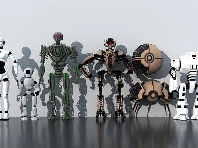 Smart Machines Showcase Diverse Robot Models With Unique Mechanical Designs And Shapes 3d model