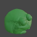 Cute Green Frog Game Film Character With Round Body And Closed Eyes
