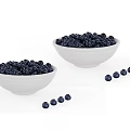 Fresh Plump Blueberries Filled in Two White Bowls with Scattered Berries Around