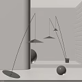 Modern Minimalist Floor Lamps With Black Metal Stand Geometric Sphere And Perforated Wall Interior
