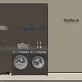 Stylish Laundry Room Interior With Dark Wood Cabinets Double Washing Machines Countertop Faucet And Poliform