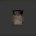 Wooden Rocking Armchair with Slatted Back and Cushioned Seat Design