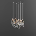 Modern Glass Bubble Chandelier with Gold Metal Frame and Hanging Design Structure