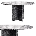 Elegant Round Marble Dining Table With Unique Geometric Base And Luxurious Surface Finish 3d model