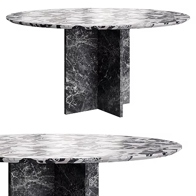 Elegant Round Marble Dining Table With Unique Geometric Base And Luxurious Surface Finish 3d model