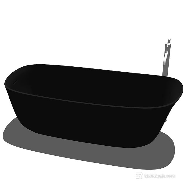 Elegant Black Freestanding Bathtub With Chrome Faucet For Modern Bathroom 3d model 