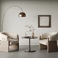 Light Luxury Upholstered Leisure Chairs And Round Side Table Combination For Elegant Modern Living Room