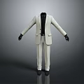 Headless Black Mannequin Wearing White Suit With Black Hands On Gray Background