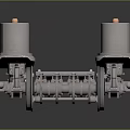 Mechanical Railway Bogie Structure With Metal Frame Cylindrical Components And Wheels 3d model