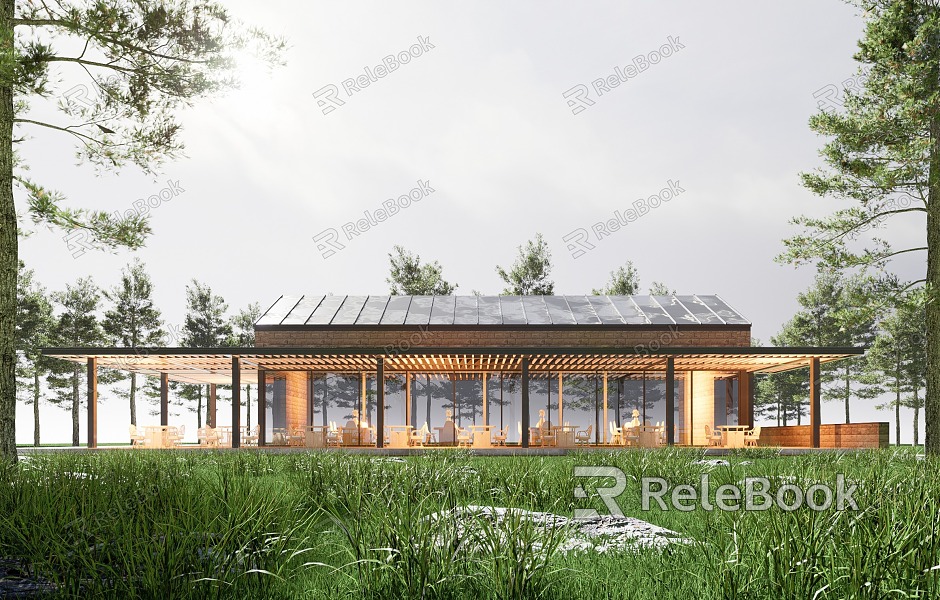 New Chinese Homestay Resort Hotel Chalet Net Celebration Building Forest Residence Bar Rural Architecture model