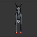 Cartoon Style Gray Horse With Front Complete Body And Back Skeleton Red Yellow Hooves