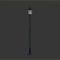 Green Vintage Street Lamp With Glass Shade And Tall Metal Pole
