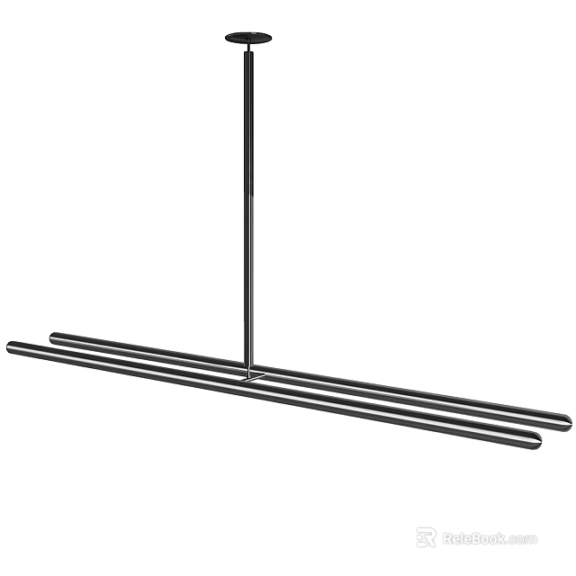 Sleek Modern Linear Chandelier With Suspended Horizontal Metal Bars For Contemporary Spaces 3d model 