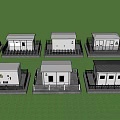 Small House Models Arranged In Rows With Various Roof Designs On Green Grass