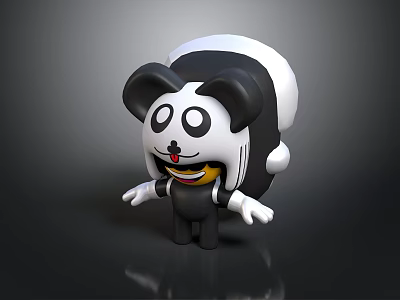 Cartoon Train Character With Big Eyes Red Nose And Open Arms 3d model