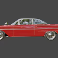 Vintage Red Convertible Car With White Top And Classic Retro Styling
