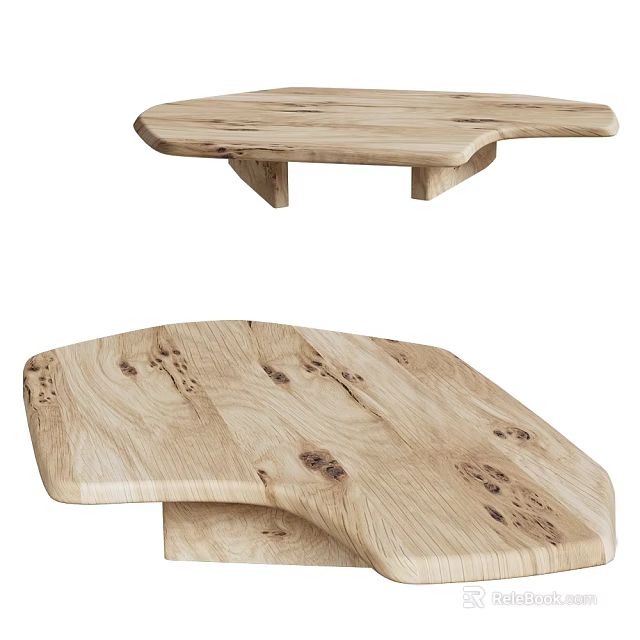 Natural Wood Coffee Table With Organic Shape And Unique Grain Patterns 3d model