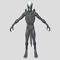 Sci Fi Alien Creature Character With Skeletal Mechanical Design Long Tail And Sharp Claws