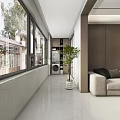 Modern Living Dining Room With Marble Wall TV Beige Sofa Large Window And Coffee Table