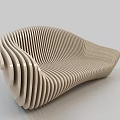 Modern Beige Multi Person Sofa With Wavy Striped Design For Living Room