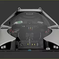 White Spacecraft Cockpit With Transparent Dome And Internal Control Panel Instruments 3d model