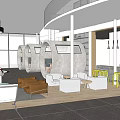 4S Store Modern Showroom Featuring White Audi Car Yellow Structure And Staircase