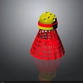 Plastic Badminton Shuttlecock With Yellow Top And Red Base Sports Equipment Design