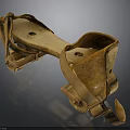 Antique Rusted Metal Sculpture Carving With Leather Straps And Harness Parts