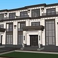 New Chinese style double-family villa 3d model