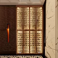 Luxury Boutique Store Interior With Marble Walls Wine Racks Illuminated Lighting And Patterned Floor