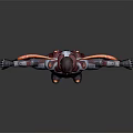 Futuristic Game Movie Character In Red And Gray Tech Armor With Glowing Details Standing Pose
