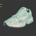 White And Beige Chunky Sneakers With Pink Accents Retro Breathable Mesh Upper And Thick Sole