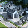 Modern Traditional School Building Complex With Connected Structures Round Design Greenery And Campus Plaza 3d model