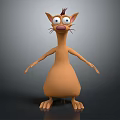 Cartoon Brown Animal Character With Big Eyes Pointed Ears And Round Body