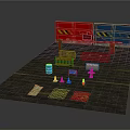 Road Construction Safety Components With Red Blue Gates Barriers Fire Hydrants Cones And Signs