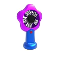 Portable Air Conditioning Fan With Flower Shaped Purple Blades And Blue Base Red Button