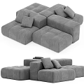 Gray Modular Sectional Sofa With Plush Cushions For Modern Living Space 3d model