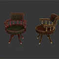 Classic Leisure Chairs with Wooden Frame Green Red Upholstered Seats Armrests and Casters