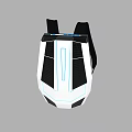 Modern Black And White Backpack With Blue Accents And Geometric Design