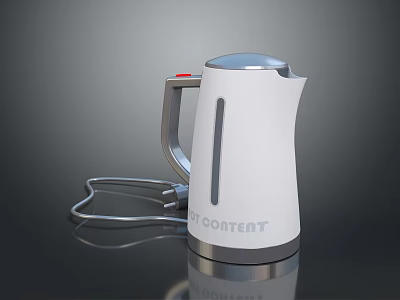 Modern White Electric Kettle with Silver Handle and Lid for Daily Home Use 3d model