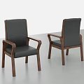 Gray Office Chair With Wooden Armrests And Legs For Modern Workspace